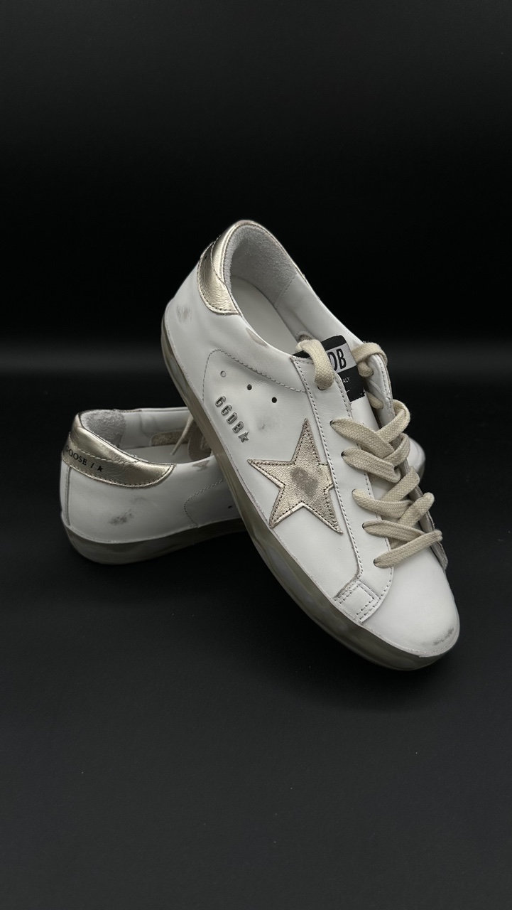 Golden Goose White Gold Heel Tab