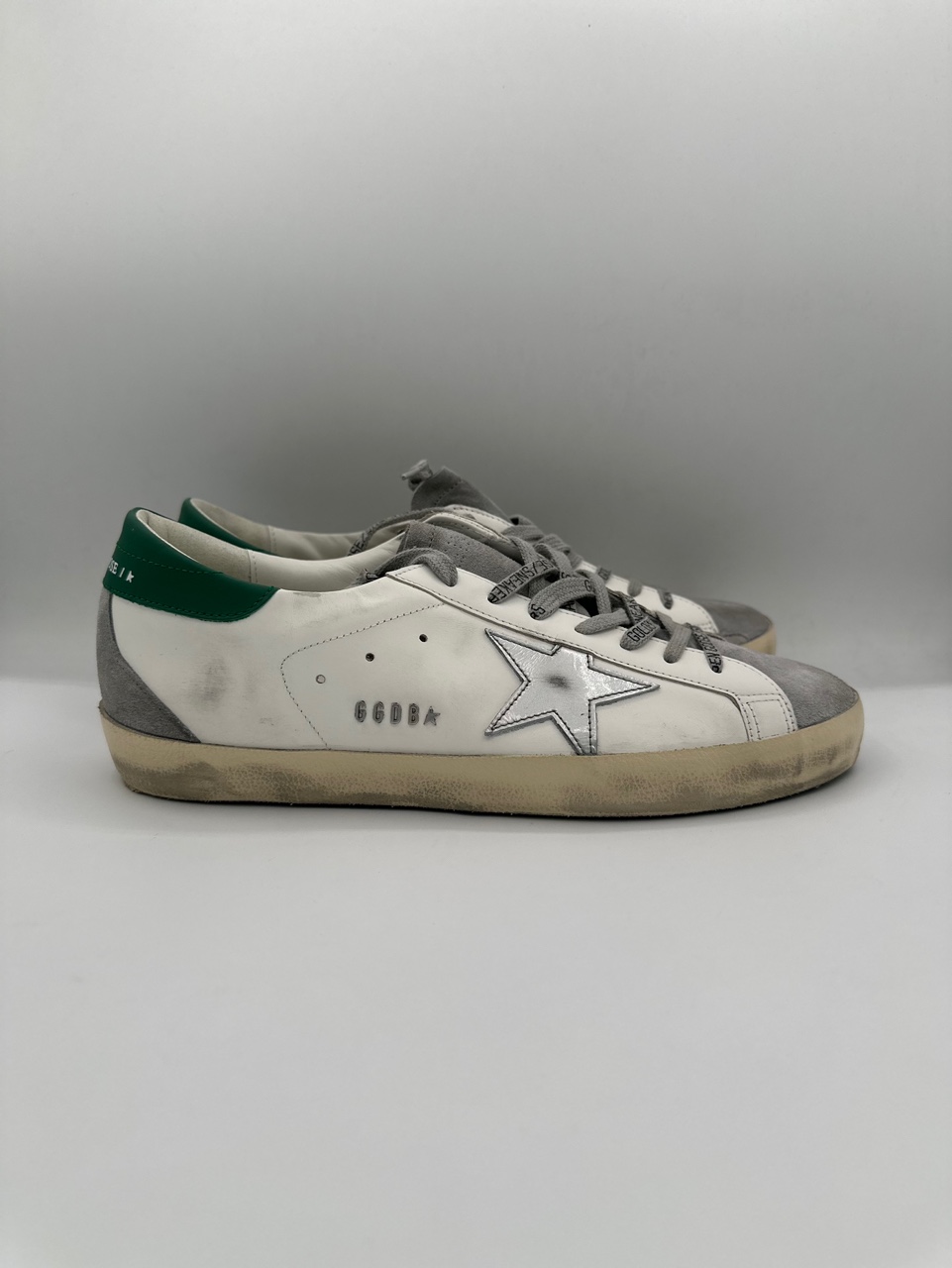 Golden Goose Superstar Grey Silver Green Heel Tab
