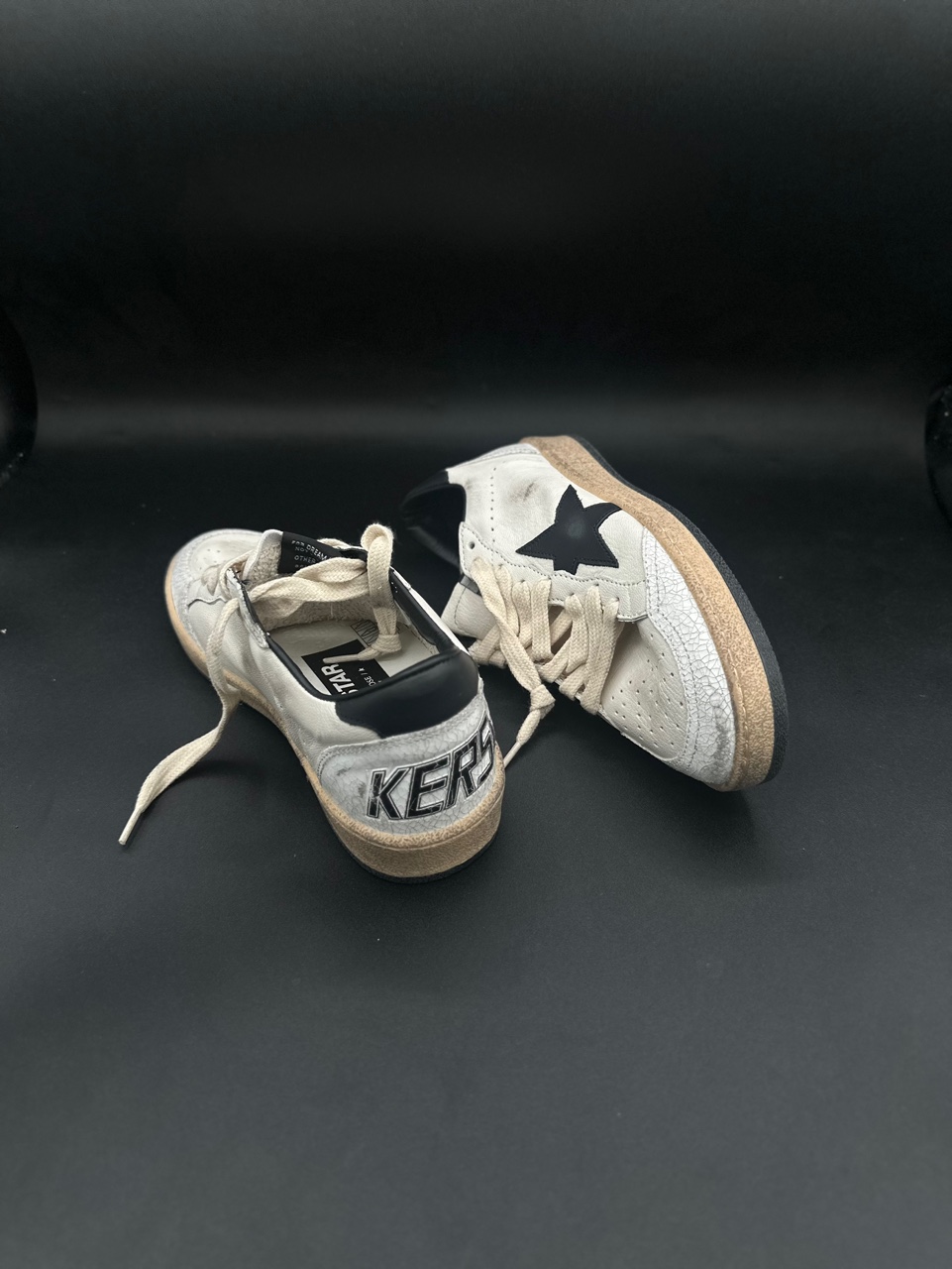 Golden Goose Ball Star in White Nappa with Black&nbsp;Star